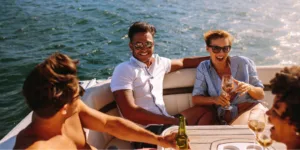 Friends enjoying recreational boating with Carefree Boat Club in Hampton Roads