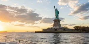Boat cruising near the Statue of Liberty from Red Bank NJ
